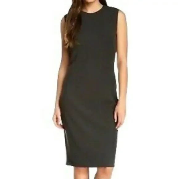 Vince black ribbed midi sleeveless sheath dress size medium - Picture 1 of 10